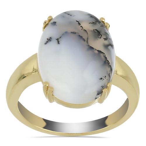 925 SILVER NATURAL DENDRATIC AGATE GEMSTONE BIG STONE RING